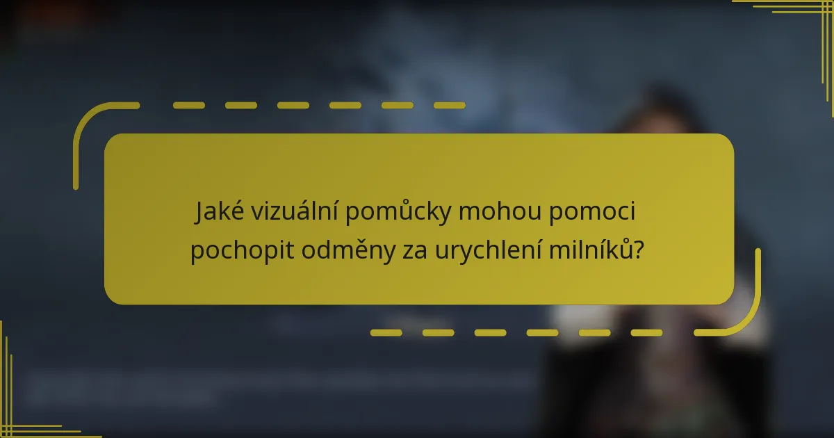 Jaké vizuální pomůcky mohou pomoci pochopit odměny za urychlení milníků?